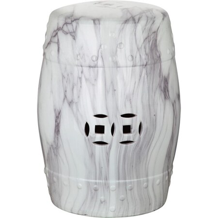 Safavieh 18 x 13 x 13 in. Jade Swirl Garden Stool, White ACS4551A